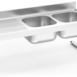 Fregadero inox colgante con palomillas serie 600 2 cubetas 1 escurridor izquierda