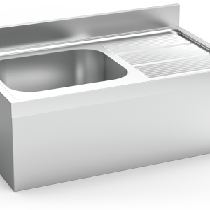 Fregadero inox colgante con faldón serie 700 1 cubeta 1 escurridor derecha