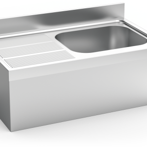 Fregadero inox colgante con faldón serie 700 1 cubeta 1 escurridor izquierda