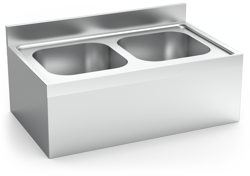 Fregadero inox colgante con faldón serie 700 2 cubetas Fregadero inox colgante con faldón serie 700 2 cubetas