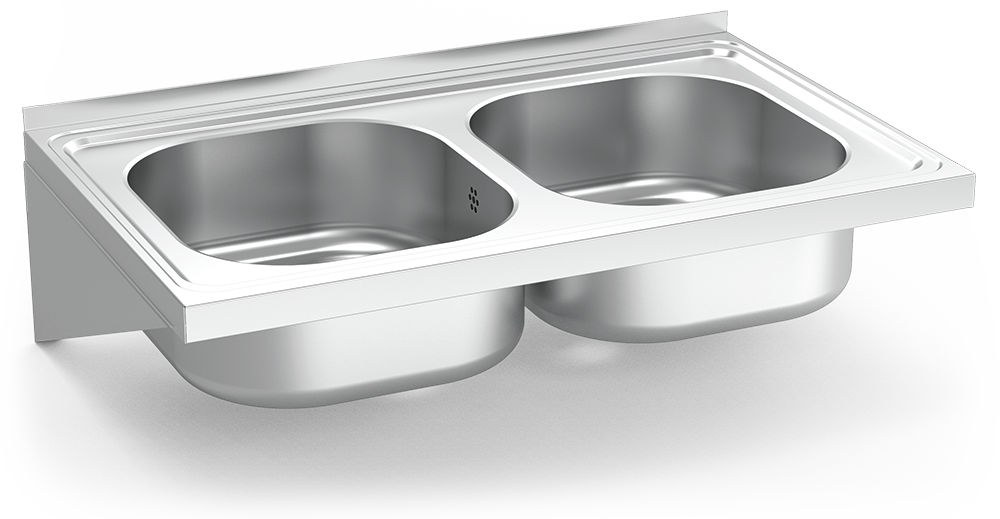 Fregadero inox colgante con cartelas serie 500 2 cubetas Fregadero inox colgante con cartelas serie 500 2 cubetas