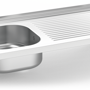 Fregadero inox colgante con cartelas serie 500 1 cubeta 1 escurridor derecha