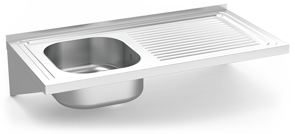 Fregadero inox colgante con cartelas serie 500 1 cubeta 1 escurridor derecha Fregadero inox colgante con cartelas serie 500 1 cubeta 1 escurridor derecha