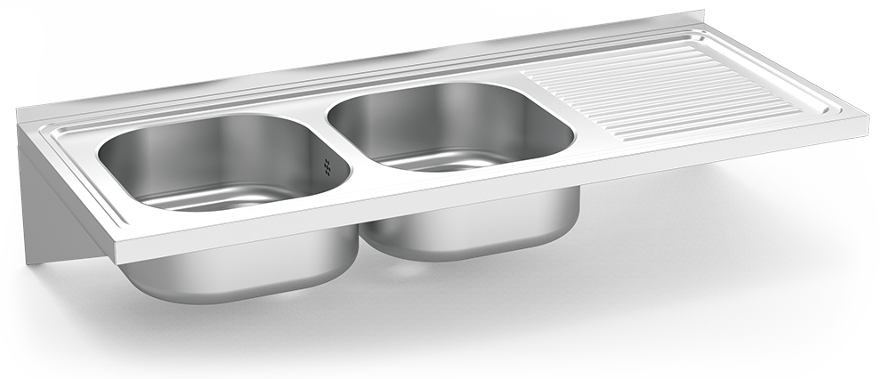 Fregadero inox colgante con cartelas serie 500 2 cubetas 1 escurridor derecha Fregadero inox colgante con cartelas serie 500 2 cubetas 1 escurridor derecha