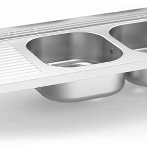 Fregadero inox colgante con cartelas serie 500 2 cubetas 1 escurridor izquierda