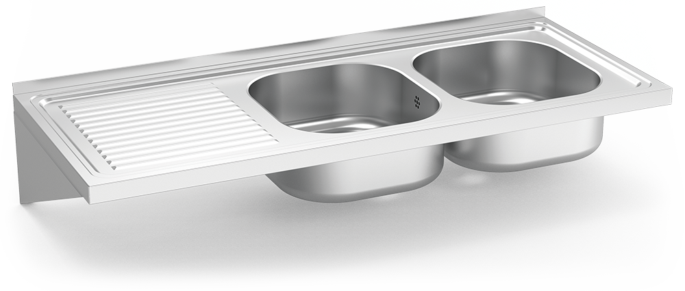 Fregadero inox colgante con cartelas serie 500 2 cubetas 1 escurridor izquierda Fregadero inox colgante con cartelas serie 500 2 cubetas 1 escurridor izquierda