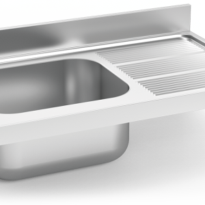Fregadero inox colgante con cartelas serie 600 1 cubeta 1 escurridor derecha