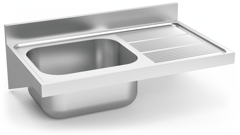 Fregadero inox colgante con cartelas serie 600 1 cubeta 1 escurridor derecha Fregadero inox colgante con cartelas serie 600 1 cubeta 1 escurridor derecha