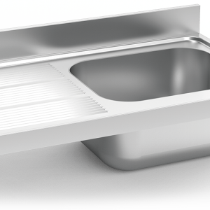 Fregadero inox colgante con cartelas serie 600 1 cubeta 1 escurridor izquierda