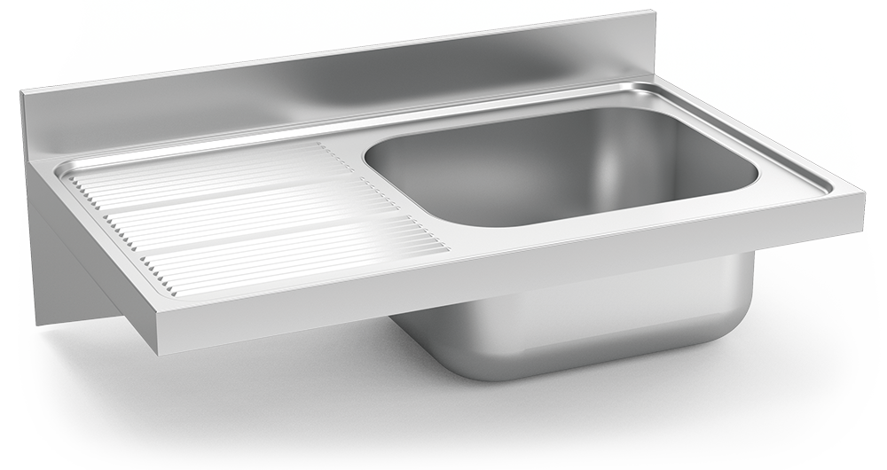 Fregadero inox colgante con cartelas serie 600 1 cubeta 1 escurridor izquierda Fregadero inox colgante con cartelas serie 600 1 cubeta 1 escurridor izquierda