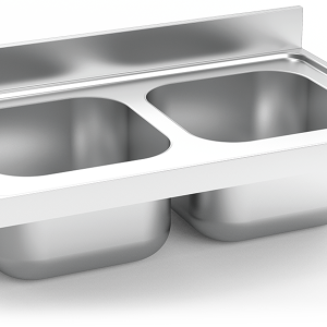 Fregadero inox colgante con cartelas serie 600 2 cubetas