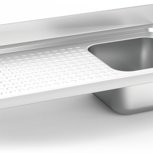 Fregadero inox colgante con cartelas serie 550 1 cubeta 1 escurridor izquierda