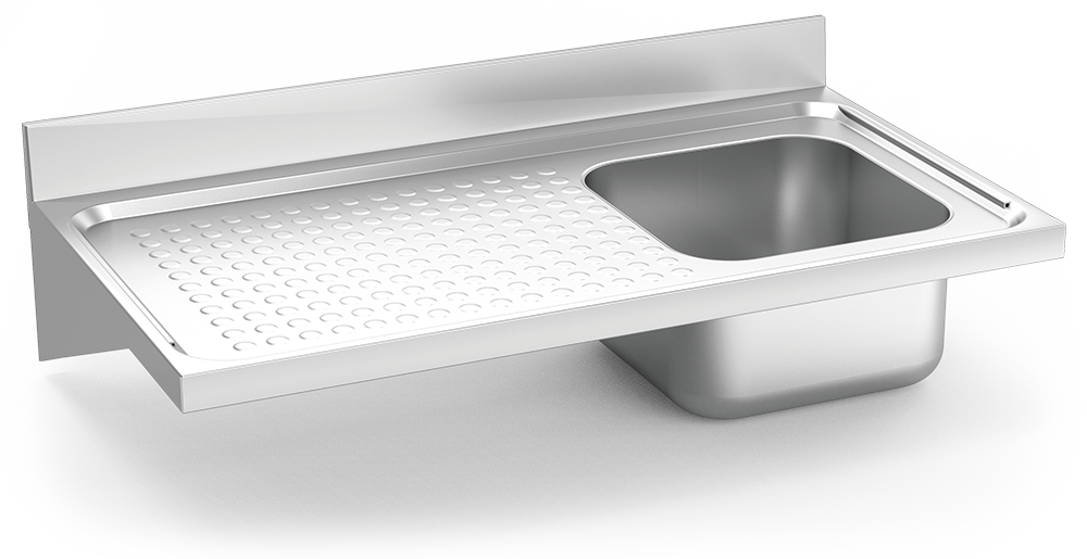 Fregadero inox colgante con cartelas serie 550 1 cubeta 1 escurridor izquierda Fregadero inox colgante con cartelas serie 550 1 cubeta 1 escurridor izquierda