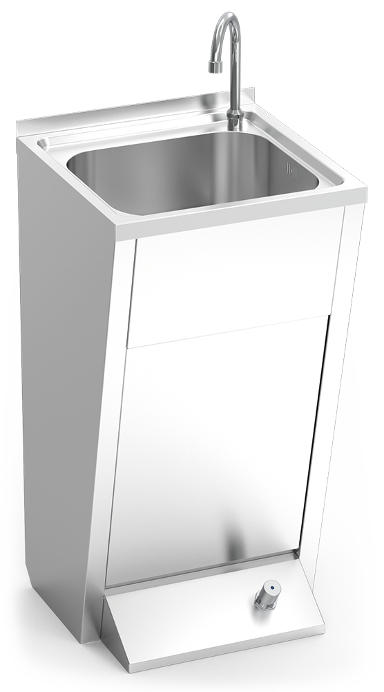 Lavamanos registrable con pedestal un pulsador agua fría y caliente Lavamanos registrable con pedestal un pulsador agua fría y caliente