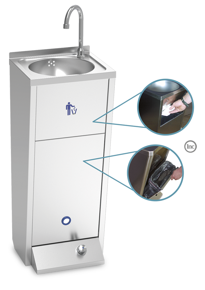Lavamanos registrable con pedestal un pulsador serie XS agua fría y caliente Lavamanos registrable con pedestal un pulsador serie XS agua fría y caliente