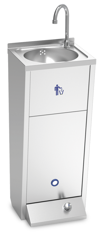Lavamanos registrable con pedestal un pulsador serie XS agua fría y caliente Lavamanos registrable con pedestal un pulsador serie XS agua fría y caliente