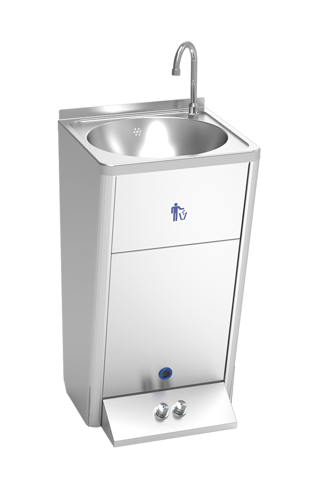 Lavamanos portátil autónomo automático de doble pulsador, agua fría y caliente Lavamanos portátil autónomo automático de doble pulsador, agua fría y caliente