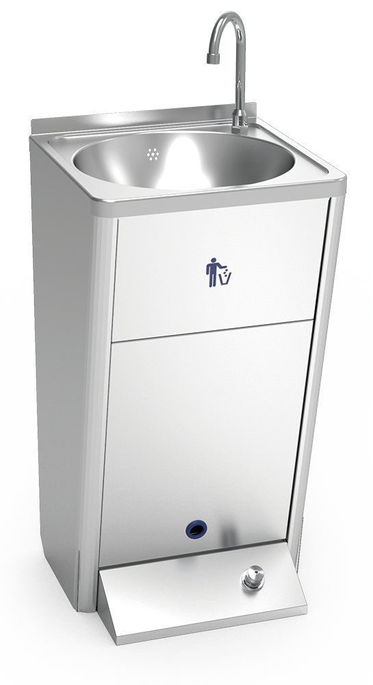 Lavamanos registrable autónomo eléctrico con batería un pulsador agua fría