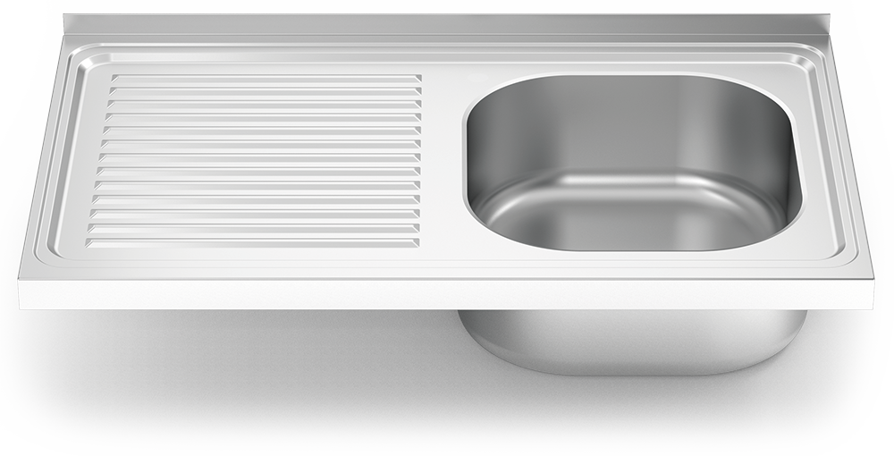 Fregadero inox para acoplar a mueble serie 500 1 cubeta 1 escurridor izquierda