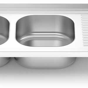 Fregadero inox para acoplar a mueble serie 500 2 cubetas 1 escurridor derecha
