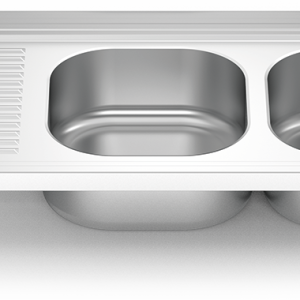 Fregadero inox para acoplar a mueble serie 500 2 cubetas 1 escurridor izquierda