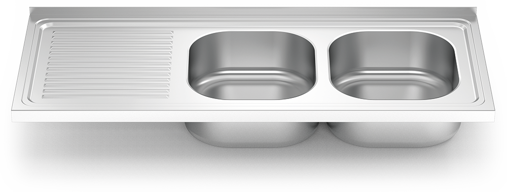 Fregadero inox para acoplar a mueble serie 500 2 cubetas 1 escurridor izquierda