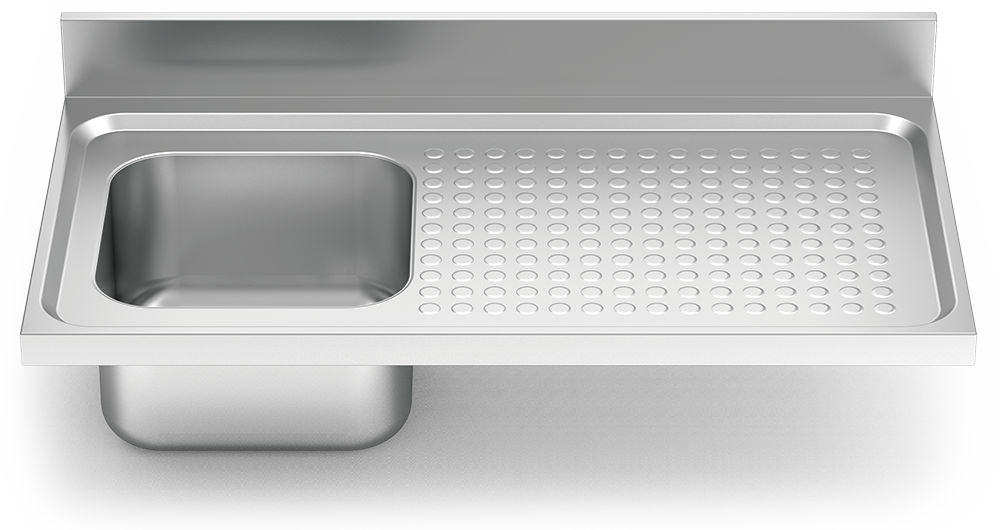 Fregadero inox para acoplar a mueble serie 550 1 cubeta 1 escurridor derecha
