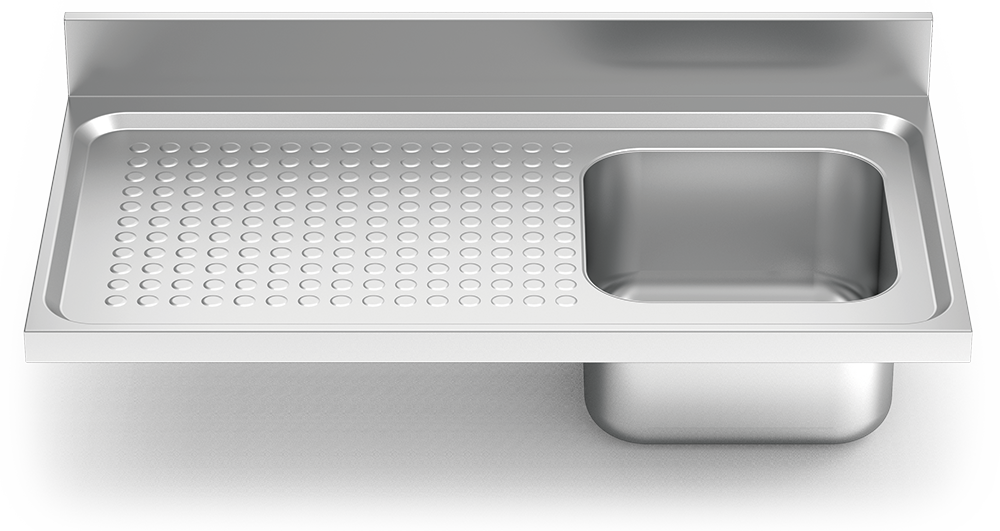 Fregadero inox para acoplar a mueble serie 550 1 cubeta 1 escurridor izquierda