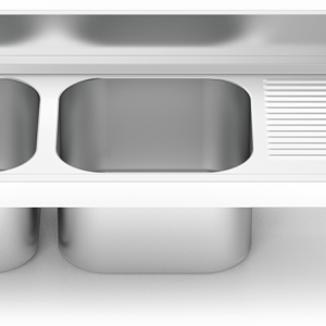Fregadero inox para acoplar a mueble serie 550 2 cubetas 1 escurridor derecha