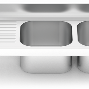 Fregadero inox para acoplar a mueble serie 550 2 cubetas 1 escurridor izquierda