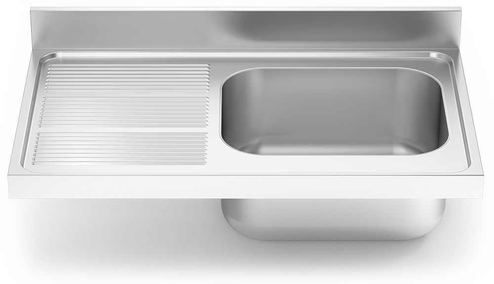 Fregadero inox para acoplar a mueble serie 600 1 cubeta 1 escurridor izquierda