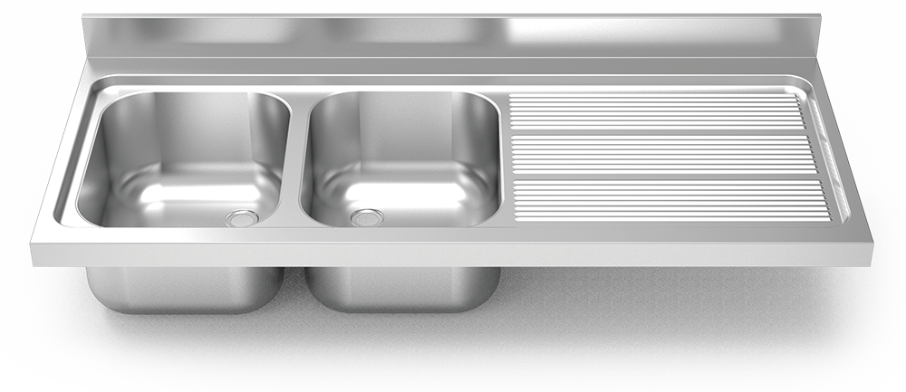 Fregadero inox para acoplar a mueble serie 600 2 cubetas 1 escurridor derecha