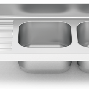 Fregadero inox para acoplar a mueble serie 600 2 cubetas 1 escurridor izquierda