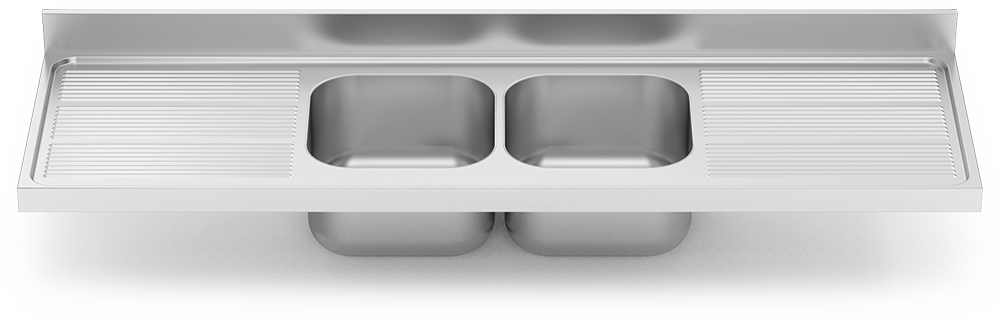 Fregadero inox para acoplar a mueble serie 600 2 cubetas 2 escurridores