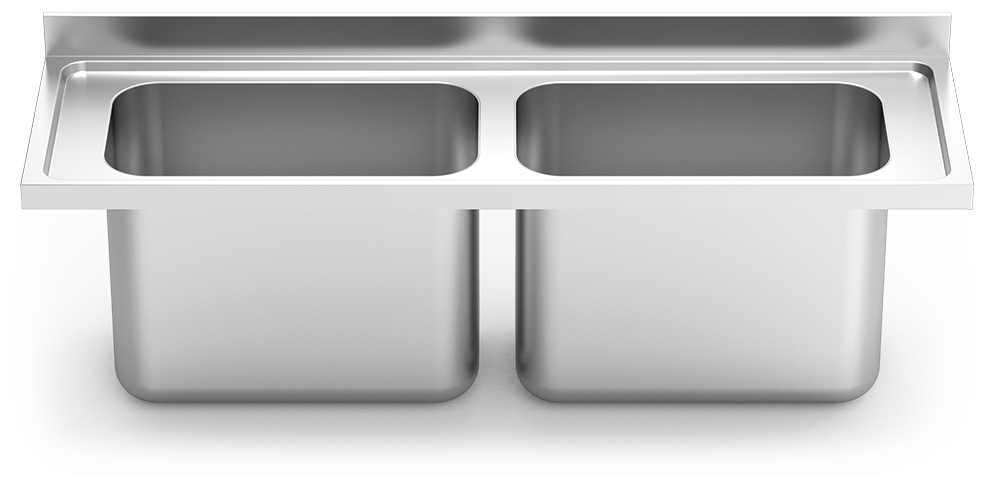 Fregadero inox para acoplar a mueble serie 600 2 cubetas gran capacidad