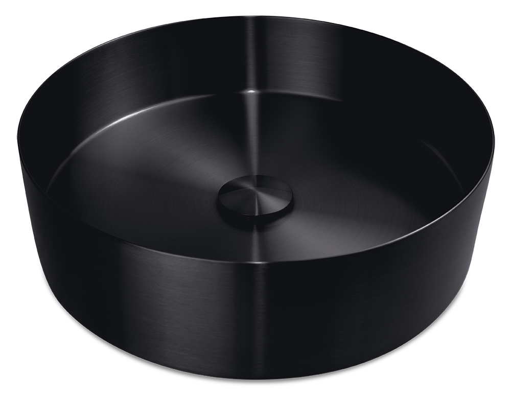 Lavabo redondo sobre encimera de acero inoxidable con recubrimiento PVD - Serie Black Lavabo redondo sobre encimera de acero inoxidable con recubrimiento PVD - Serie Black