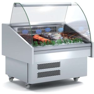 Vitrina Expositora Refrigerada Pescado / Marisco evaporador estático más placa fría dim.1035x915x1185h mm Línea Córdoba EEC-100-CC-EF