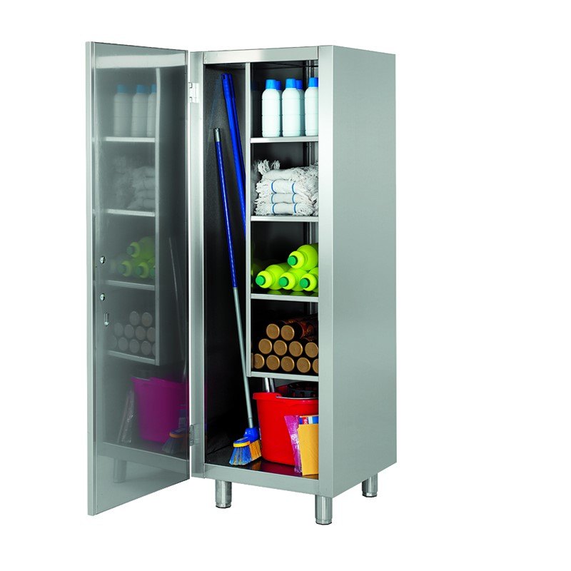 Armario para productos de limpieza Edenox AL, inox con cerradura, 1 o 2 puertas