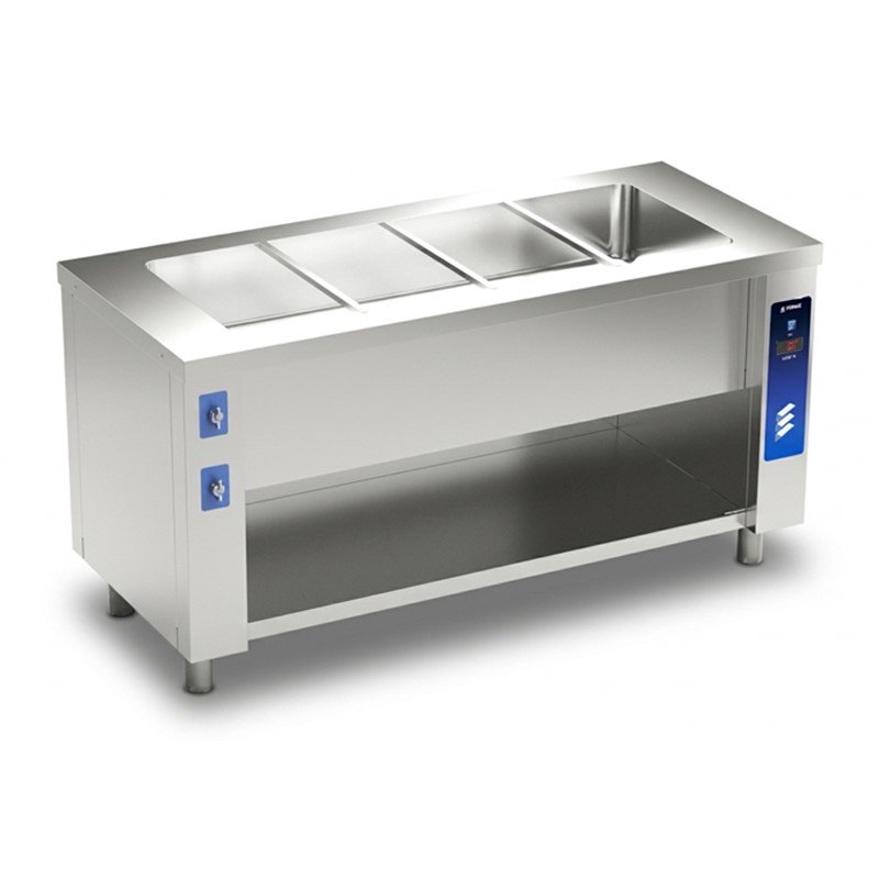 Baño maría con agua para self-service Edenox SSBM, cuba de 220 mm, con o sin reserva