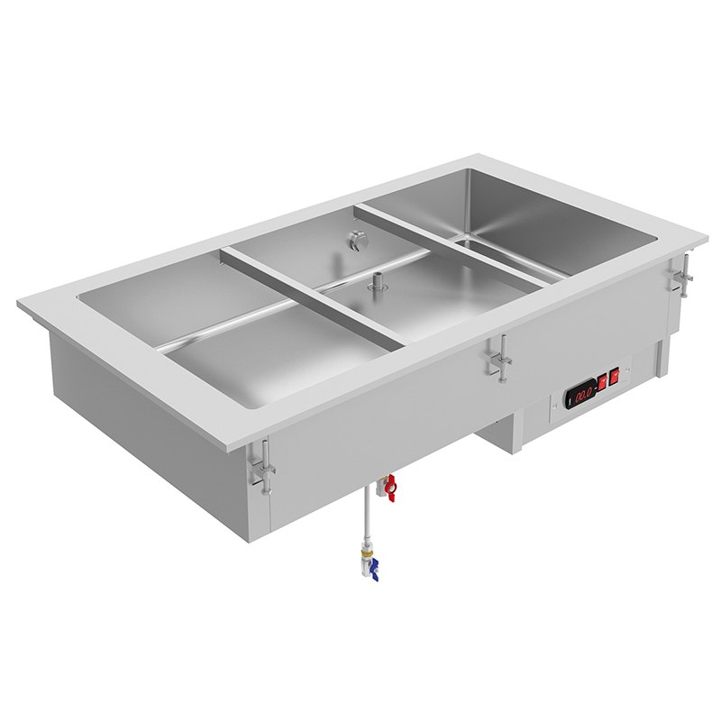 Baño maría con agua encastrable Edenox CBMA, de 1 a 6 GN 1/1 para buffet
