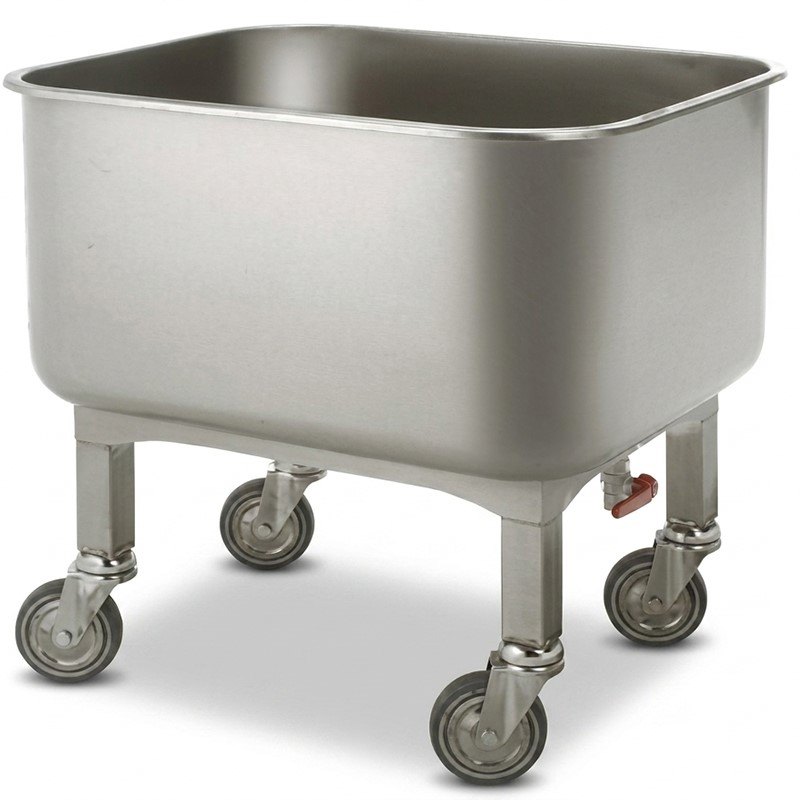 Carro de lavado Edenox CPL-65 con cuba inox de 80 litros, grifo de desagüe y falso fondo