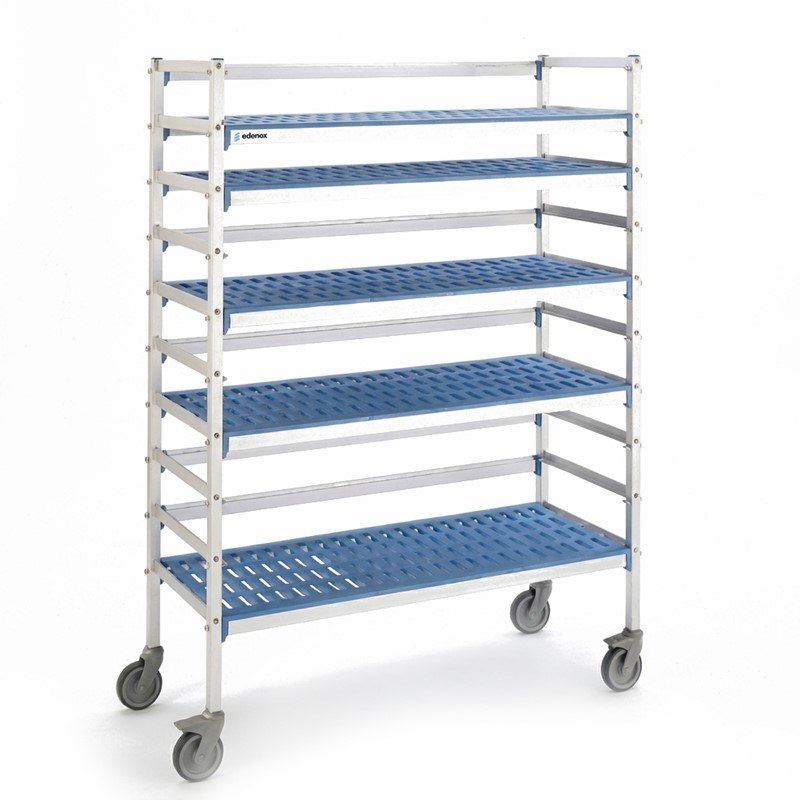 Carro para usos varios Edenox KCM-55 de aluminio, 5 estantes de polietileno regulables