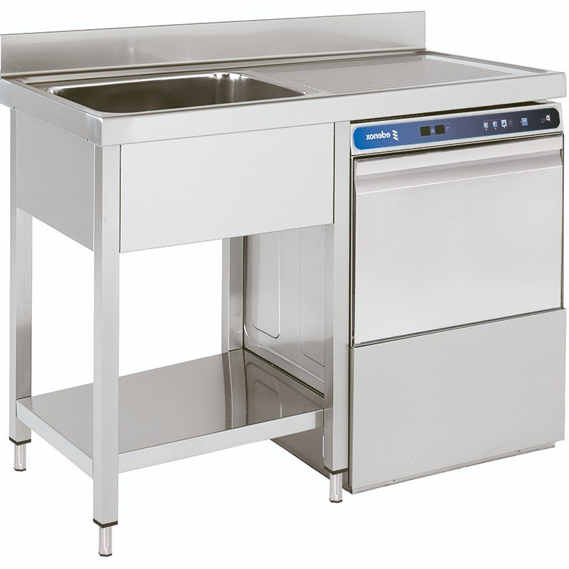 Fregadero con hueco para lavavajillas Edenox FSBE gama 600 y 700, soldado a bastidor