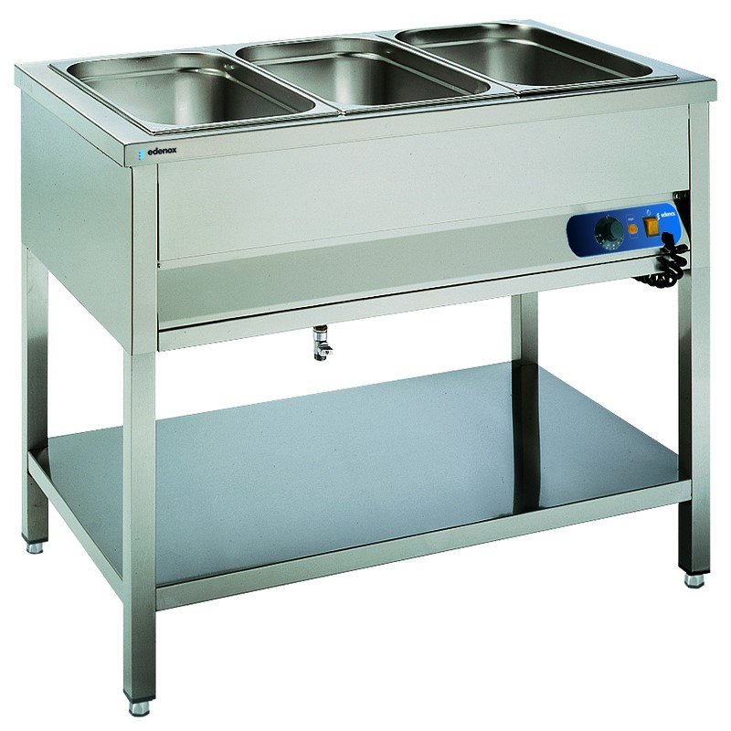 Mesa baño María Edenox BMSR para 3 o 4 cubetas GN 1/1, 2,1 kW a 230 V