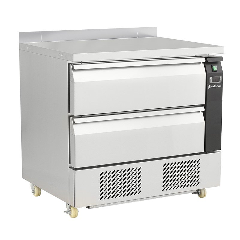 Mesa refrigerada de cajones Edenox Flexdrawer con ruedas, clase climática 5 y versión MIX