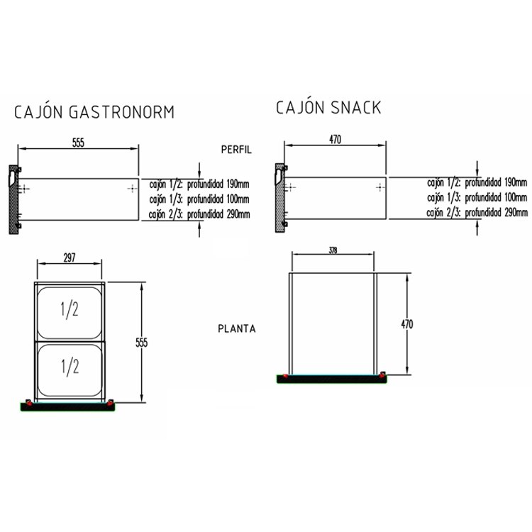 Mesa refrigerada con cajones GN Edenox Gastronorm 700, de 2 a 8 cajones Mesa refrigerada con cajones GN Edenox Gastronorm 700, de 2 a 8 cajones