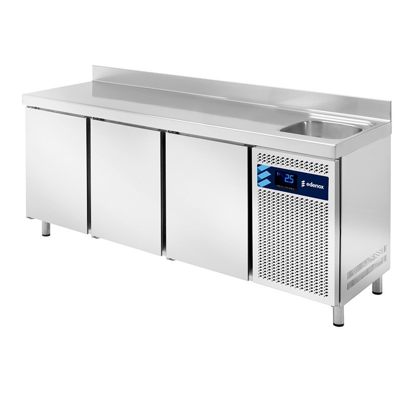 Mesa refrigerada con fregadero Edenox Snack 600 MPSF, cubeta de 340 x 370 mm Mesa refrigerada con fregadero Edenox Snack 600 MPSF, cubeta de 340 x 370 mm