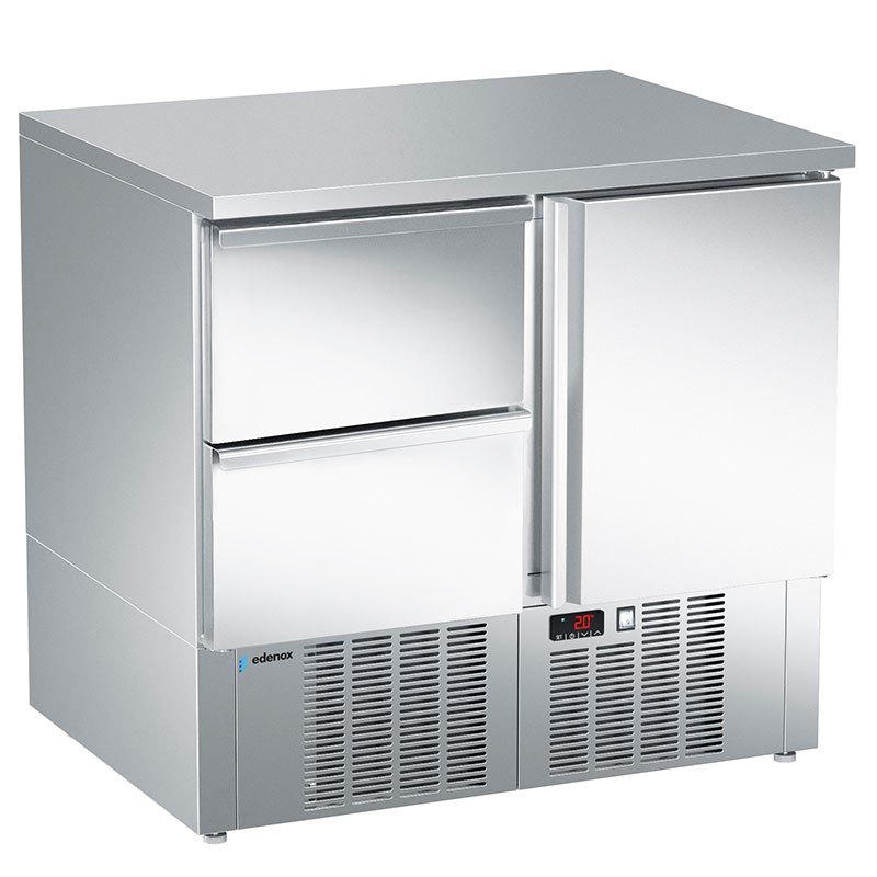 Mesa refrigerada Edenox MPG NS de 894 o 1358 mm, encimera sin peto y frontal integrable Mesa refrigerada Edenox MPG NS de 894 o 1358 mm, encimera sin peto y frontal integrable