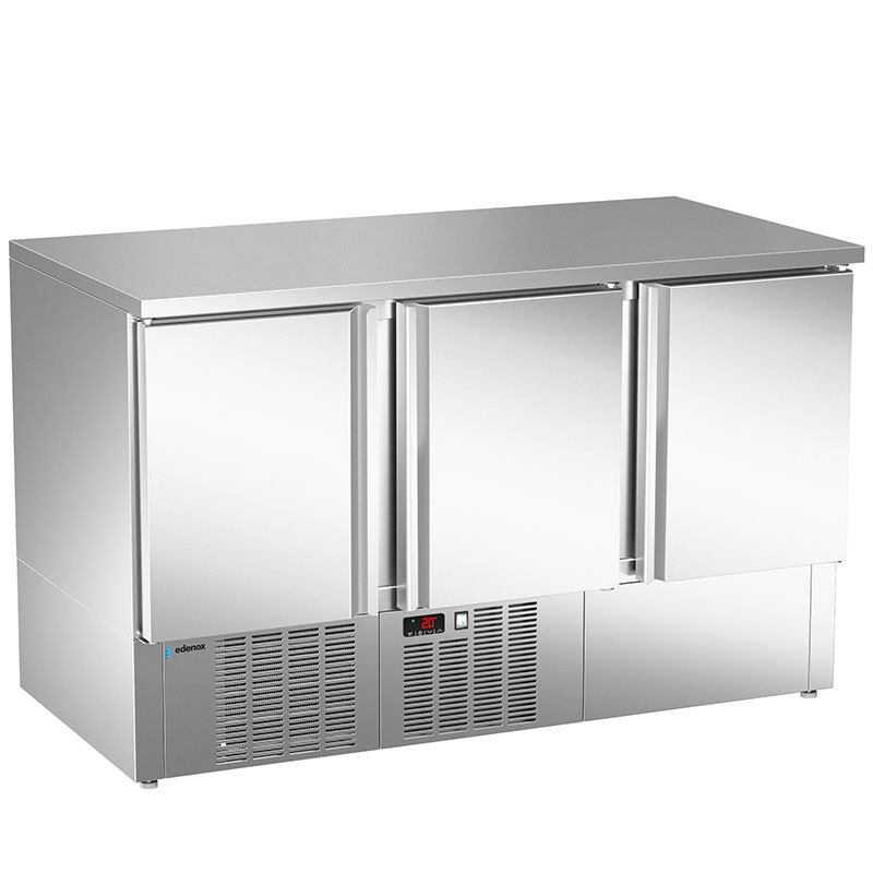 Mesa refrigerada Edenox MPG NS de 894 o 1358 mm, encimera sin peto y frontal integrable Mesa refrigerada Edenox MPG NS de 894 o 1358 mm, encimera sin peto y frontal integrable
