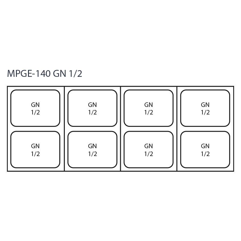 Mesa refrigerada para ensaladas Edenox MPGE con encimera abierta para cubetas GN Mesa refrigerada para ensaladas Edenox MPGE con encimera abierta para cubetas GN